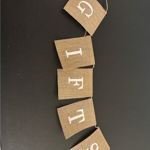 Burlap Letter Banner with White Block Letters